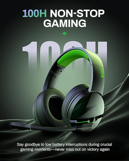 acer Wireless Gaming Headset, PS5 Headset with 2.4GHz for Ps5, Ps4, PC, Switch, Bluetooth 5.3 + 100Hrs Gaming Headphones with Noise Canceling Mic for Laptop, Mobile, Mac, 50mm Drivers (Green)