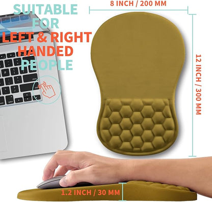 Ergonomic Mouse Pad Wrist Support with Memory Foam Massage Bulge, Carpal Tunnel Pain Relief Mousepad Wrist Rest for Mouse(12x8 inch, Turquoise)