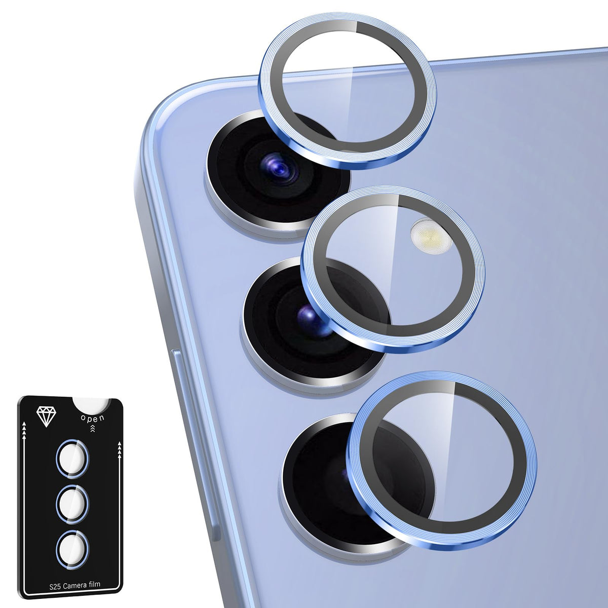 Avocase for Samsung Galaxy A36/A56 Camera Lens Protector, Individual Metal Ring Tempered Glass Lens Cover, [Strong Adsorption] Scratch Resistant Ultra-Thin HD Clear Lens Cover, 1 Set-Black