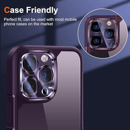 UniqueMe [3 Pack Compatible for iPhone 14 Pro Max/iPhone 14 Pro Camera Lens Protector,[Case Friendly][Scratch-Resistant] - Purple