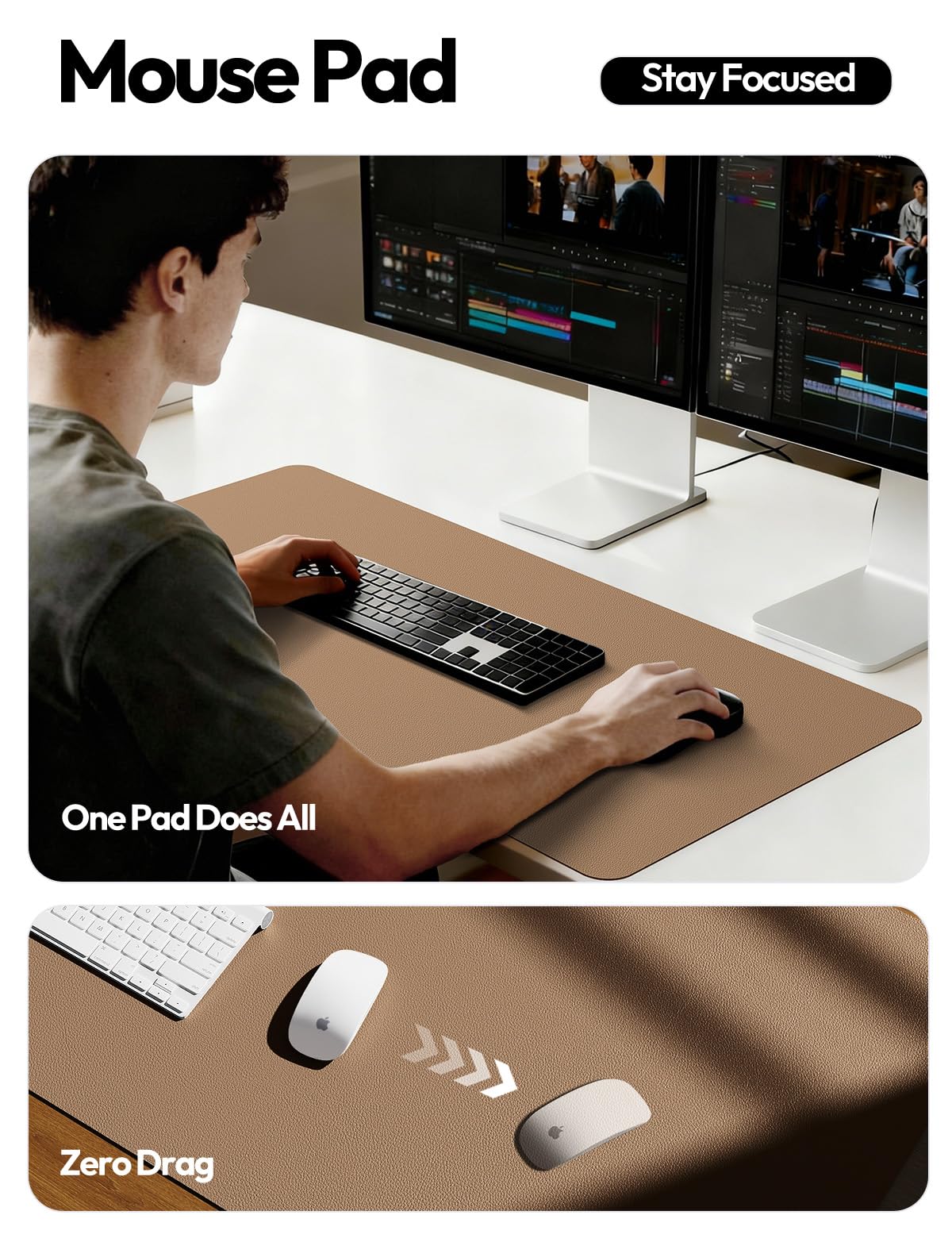YSAGi Desk Protector&Blotter, Non-Slip Waterproof Leather Mouse Pad