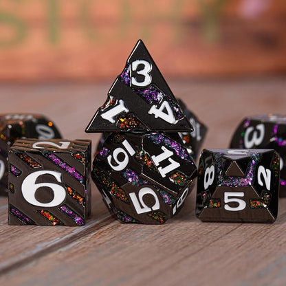 Maywin Inlay Metal Dice Set 7pcs – Heavy Zinc Alloy DND & RPG Dice for Tabletop Games