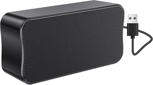 DEPUDA USB Computer Speakers for Desktop PC, Laptop Speaker, Portable Mini Stereo Speakers, Plug and Play, Clear Sound, Compact Size, Black