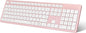 LeadsaiL Pink Wireless Keyboard, 2.4GHz Full-Sized Ergonomic Computer Keyboard, Cordless Noiseless Keyboard,12 FN Shortcuts for Windows MacOS Laptop Computer