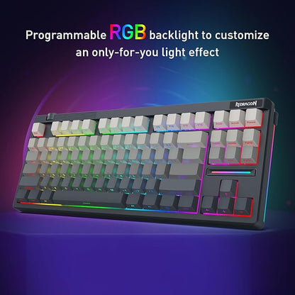 Redragon K729 PRO 80% Wireless Gasket RGB Gaming Keyboard, 3-Mode TKL Mechanical Keyboard w/Knob Control, Gradient PBT Keycaps, Hot-Swap South-Facing Socket & 5-Layer Dampener, Custom Silent Switch