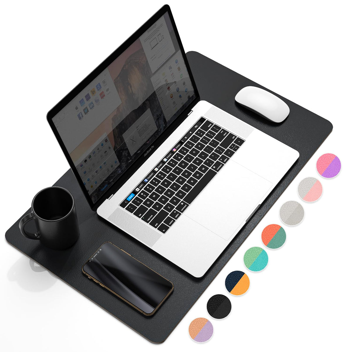 YSAGI Dual-Sided Desk Pad Protector, Desk Mat with Non-Slip - Waterproof PU Leather Office Desk Blotter for Mouse, Keyboard, Writing,31.5" x 15.7", Black