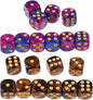 Yiotfandoll 20PCS Polyhedral Dice D6 Dice 16mm Acrylic 6 sided Dice Game Dice for RPG MTG DND Dice Table Games (Purple Blue and Black Gold)