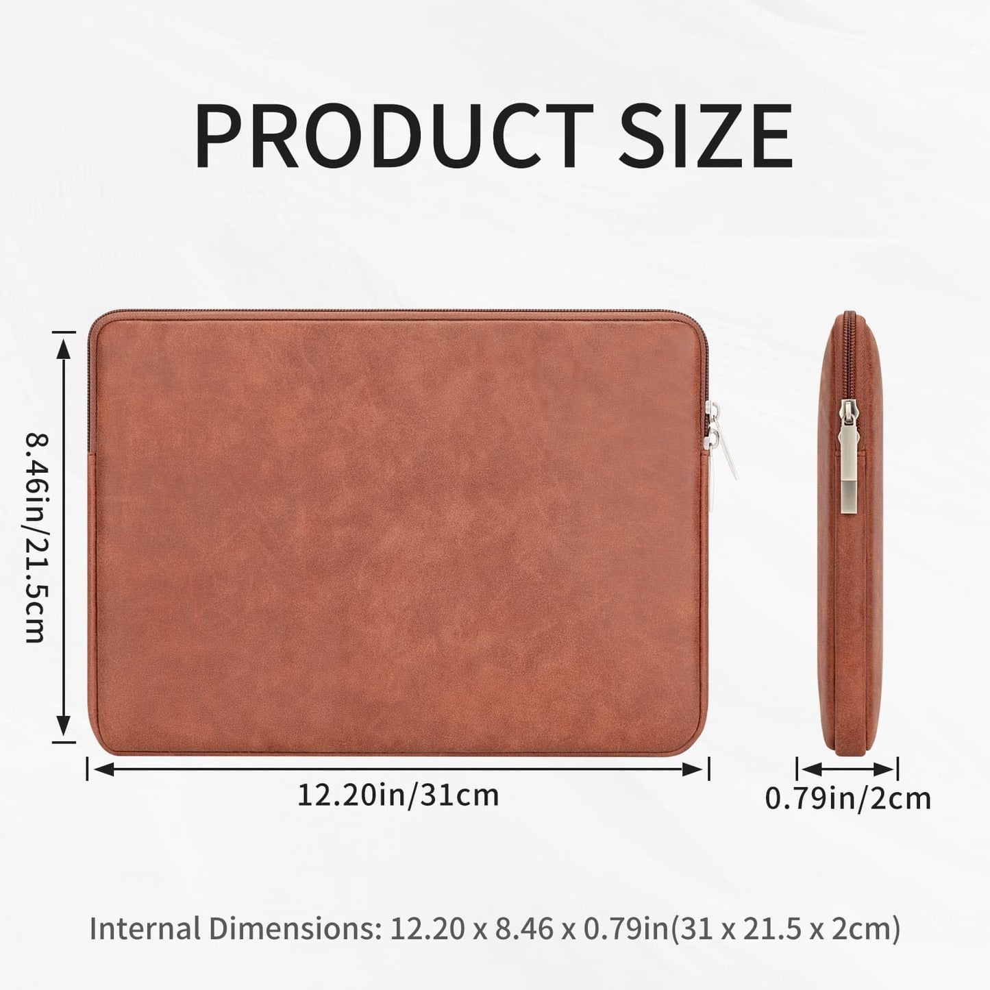 RAINYEAR 11 Inch Laptop Sleeve PU Suede Leather Case Padded Cover, Brown