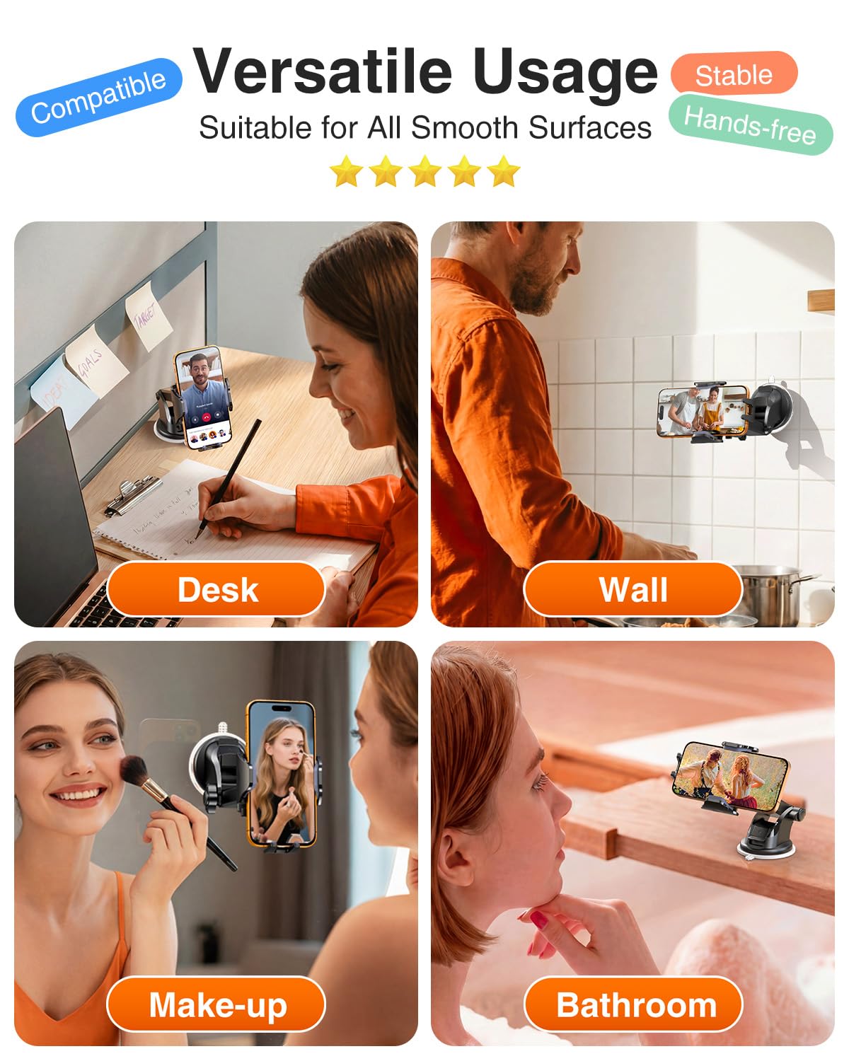 VANMASS Car Phone Holder 2026 Ultimate Military-Grade Strongest Suction & Clip Windshield Dashboard【Newest Best Strongest】Cell Phone Shower & Wall Mounts for iPhone 17 Pro Max 16 15 14 13 Android
