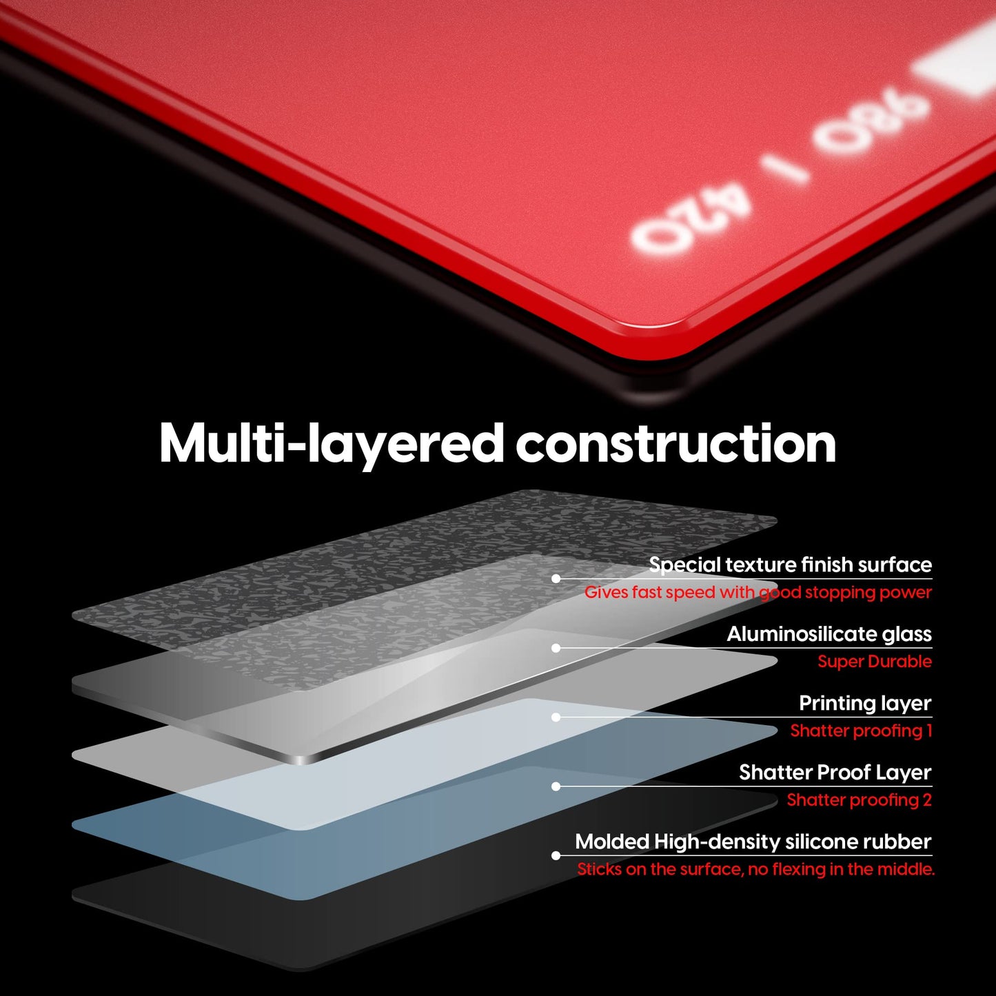 Pulsar Gaming Gears Superglide Pad v1 Glass Mouse Pad, XXL, Red