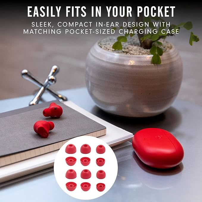Replacement Silicone Ear Tips for Beats Fit Pro/Studio Buds/Studio Buds+ Headphone, 6 Pairs Earbuds Eartips L/M/S, Eargels Set Fit in Case, Earplug Ear Cap (Red with Pen)