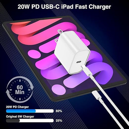 [3 Pack] Long 10FT iPad Pro Charger 20W Fast Wall Charger Block,10Foot USB C to C Cable Fast Charging for iPad Pro 13/12.9/11 inch 2018-2025,iPad 11,iPad Air,Mini 7th/iPhone 16/15 Pro/15 Pro Max
