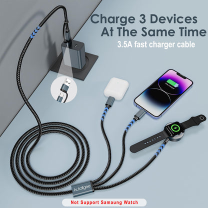 Travel Essentials for Apple Watch Charger,3 in 2 USB C Cable PD20W Block