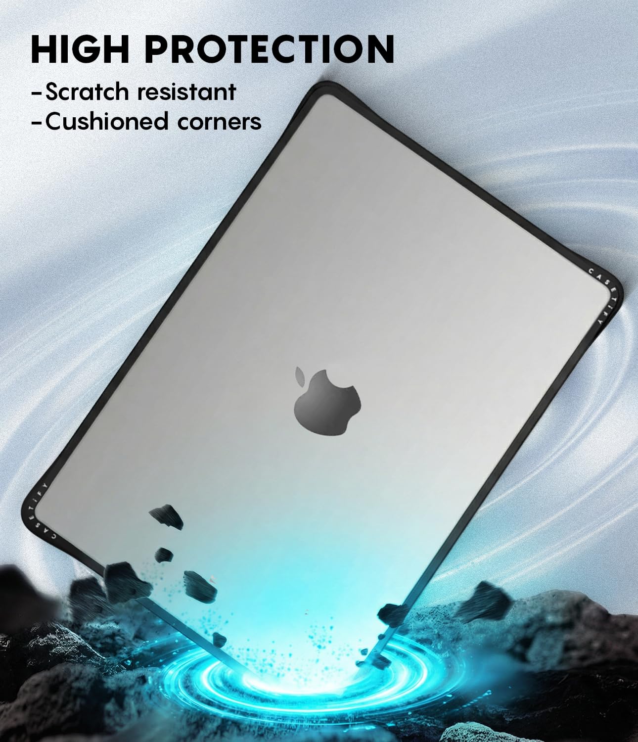 CASETiFY Impact MacBook Air 13.6" (M2-M5) Case [Cushioned Impact Corners/Scratch-Resistant/Anti-Slip Grip] - Eleanor - Clear Black