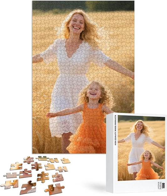 SCTOKUP Custom Photo Puzzle 1000 Pieces - Personalized Picture Jigsaw from Your Photos, Premium Wooden Puzzle Gift for Family, Adults & Special Occasions