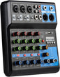 Dj Mixers 5 Channel Audio Mixer Sound Board with Bluetooth, Usb Audio Interface with 48V Phantom Power Sounds Mixer Board with FX Reverb Delay Effect for Streaming