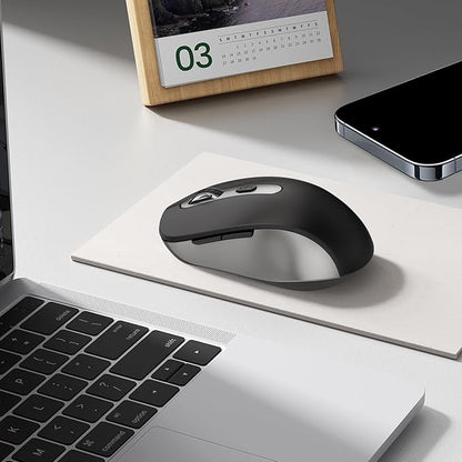 Wireless Mouse for Laptop, PC, Chromebook, Mac, MacBook, Silent Wireless Mouse with USB Nano Receiver, Side Button, 2400 DPI, Anti Slip Roller, 6 Button Ergonomics Cordless Computer Mice - Black Gray