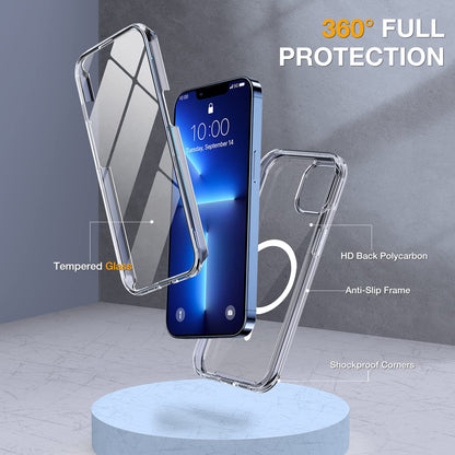 Miracase for iPhone 13 Pro Case 6.1",Full-Body Protection,Clear Bumper Case with Built-in 9H Tempered Glass Screen Protector,Military-Grade Drop Protection Outdoor Phone Case for iPhone 13 Pro,Clear