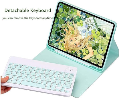 AnMengXinLing Keyboard Case for iPad mini 5 with Mouse, Detachable Wireless Bluetooth Keyboard Pencil Holder Slim Leather Smart Cover for iPad mini 5th Gen 2019,New Pink