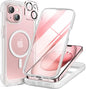 Miracase Magnetic for iPhone 15 Plus Case 6.7'' [Compatible with Magsafe] Full-Body 15 Plus Phone Case Cover with Built-in 9H Tempered Glass Screen Protector,Magnetic Frosted Clear