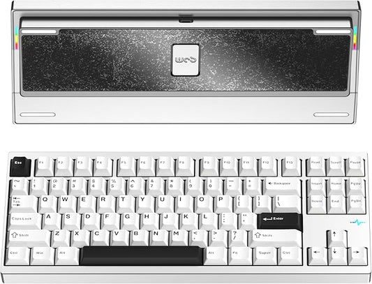 KEEBMONKEY WOBKEY Crush 80 Reboot CNC Aluminum 5-Second Quick-Release Triple-Mode Connectivity Mechanical Keyboard with Superior Acoustics (Lite Silver)
