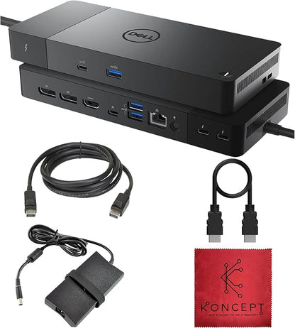 WD22TB4 Dell Thunderbolt 4 Dock 40Gbps USB-C/USB-A 1 Year Warranty - Docking Station with 180W, HDMI, DisplayPort Cables & Cleaning Cloth – Supports Dual/Triple Monitors & 4K Displays
