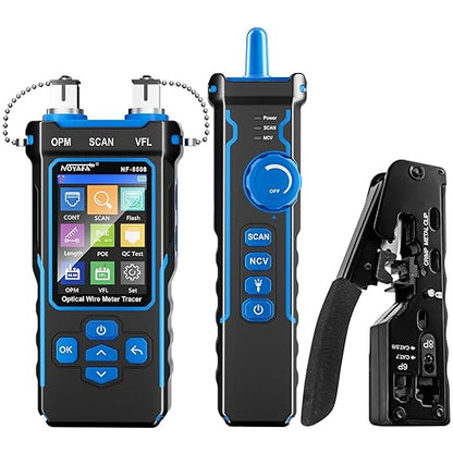 NOYAFA NF-8508 Network Cable Tester Kit with RJ45 Crimp Tool, Ethernet Cable Tester with Optical Power Meter, RJ45 Network Tester with Crimper Stripper Cutter for Cat5 Cat6 Cat7 8P8C