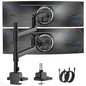 monTEK Dual Monitor Arm, Vertical Stackable 57", Heavy Duty with USB White
