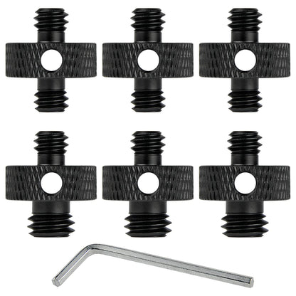 Rigych Camera Mount Screw 1/4" Male to 1/4" Male & 1/4" to 3/8" Tripod Screw Adapter with Hole 7 Pcs Set for Camera Tripod Mount Light Stand DSLR Equipped with Hex-L Key (Black)