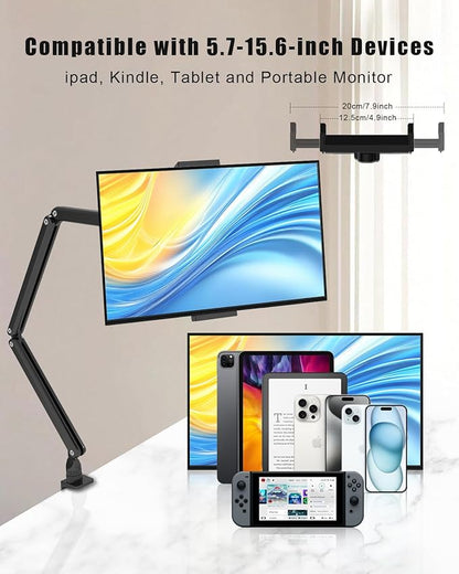 Tablet Stand for iPad, Aluminum Multi-Angle Adjustable Tablet Holder, Heavy-Duty Metal Base for Desk, Compatible with 5.1''-13'' iPad Pro, Surface, Kindle, Tablets, Portable Monitors and More (ZMXBZJ)