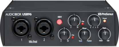 PreSonus AudioBox USB 96 Bundle — USB Audio Interface, XLR Interface for Guitar, Device for PC & Mac, Complete Recording Package with Studio One Pro, Music Production, Home Studio