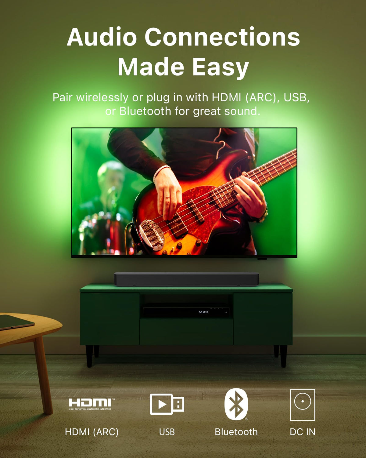 Philips B4000 2.0 Channel Bluetooth Soundbar - HDMI ARC, Roku TV Ready, 60W Max Power, Black