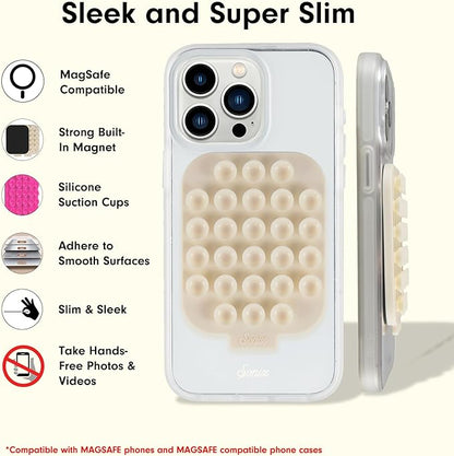 Sonix | Magnetic Silicone Suction Cup Phone Mount for iPhone | Compatible with MagSafe | Off White, Beige | Linen
