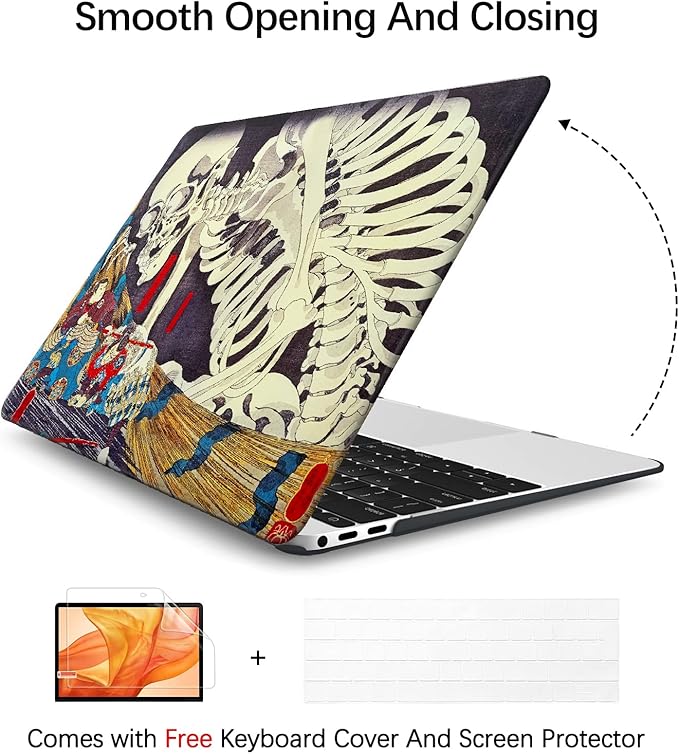 Berkin Arts for MacBook Air 15 inch Case 2025 2024 2023 Release M4 A3241 M3 A3114 M2 A2941 with Keyboard Cover & Screen Protector Feudal Japan Art (The Skeleton Specter by Kuniyoshi)