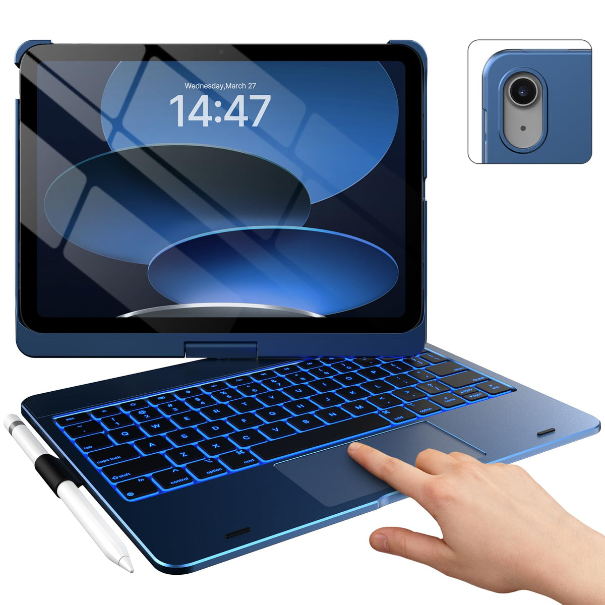typecase Touch iPad A16 11th/10th Gen Case with Keyboard, 360° Rotating