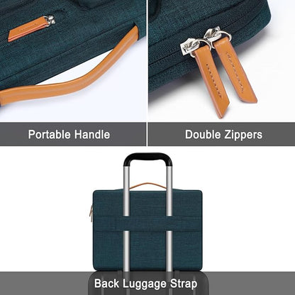 MOSISO 360 Protective Laptop Case 14 inch, 14 inch Laptop Sleeve Compatible with HP Lenovo Dell ASUS Acer, HP, Dell Latitude, Lenovo, Side Open Carrying Case with 4 Zipper Pockets&Handle, Teal Green