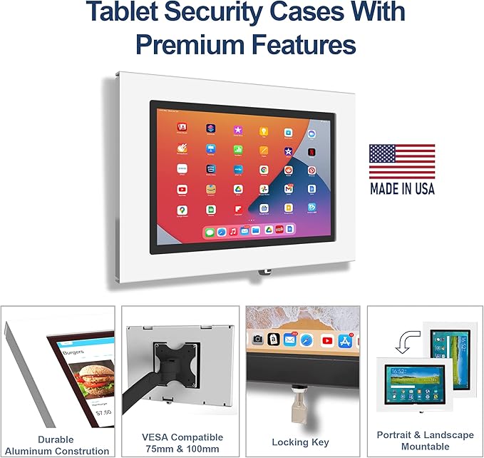 TABcare Locking Security Metal Case for Apple iPad Air 13" 2024 6th gen. for Kiosk, POS, Store, Show Display (Black, iPad Air 13 2024)