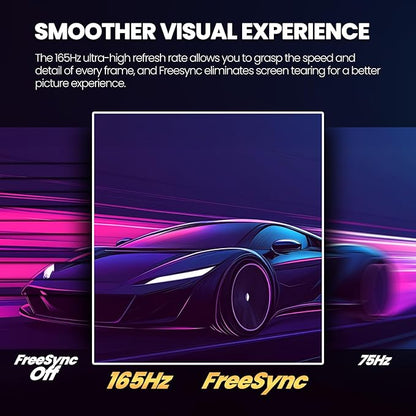 CRUA 34 Inch Curved Gaming Monitor, 21:9 WQHD 3440x1440 165Hz/144Hz 1500R Ultrawide Computer Monitor Support Freesync, PIP/PBP, 120% sRGB, HDMI 2.0 & DP 1.4, Wall Mountable/Tilt Adjustable-Black
