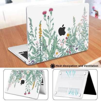 LCMOCICO for MacBook Air 13 Case M5 M4 M3 M2 2026-2022,Green Plants Flowers