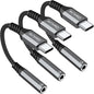USB Type C to 3.5mm Female Headphone Jack Adapter, (3-Pack) USB C to Aux Audio Dongle Cable Cord for iPhone 15 16 17 Pro Max, Samsung Galaxy S25 S24 S23 S22 S21 S20 Ultra, Note 20, Pixel 8 9,iPad Pro