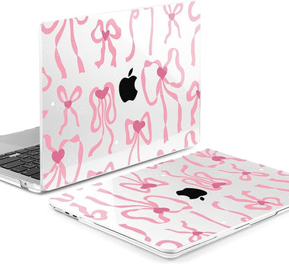 MEEgoodo Case for MacBook Air M4/M3/M2 13.6 inch 2025 2024 2022, Fit Model A3240 A3113 A2681, Compatible with MacBook Air 13 inch, Laptop Hard Shell Case with Keyboard Cover, Coquette Ribbon Bow