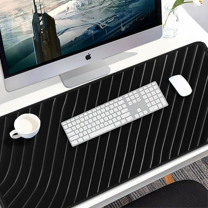 Large Mouse Pad, 31.5x15.7 inch Large Extended Computer Keyboard Mouse Mat, Water Resist Non-Slip Mousepad Rubber Base Long XXL Desk Mouse Pad for Work & Gaming, Office & Home, Grey Lines