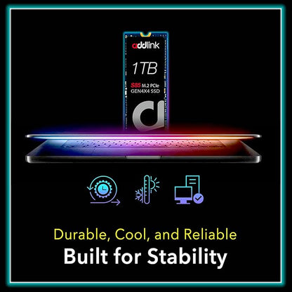 Addlink S85 1TB M.2 PCIe NVMe Gen4 Memory Expansion SSD, Speed Up to 6000 MB/s, Internal Solid State Drive with HMB Technology for Laptop, Gaming and Creators