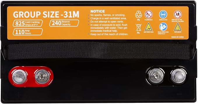 Weize BCI Group 31M Dual Purpose AGM Battery, 240RC 825CCA 12V 110AH Starter & Deep Cycle Sealed Marine & RV Battery