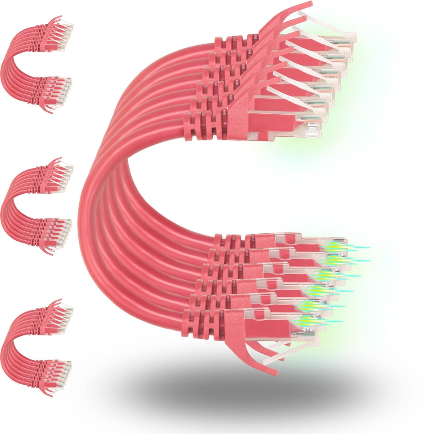 Rapink Patch Cables Cat6 5ft (24 Pack), Ethernet Patch Cable 10G Support, Cat 6 Patch Cable for Patch Panel to Switch, Flexiable Cat 6 Ethernet Cable with Gold Plated Red