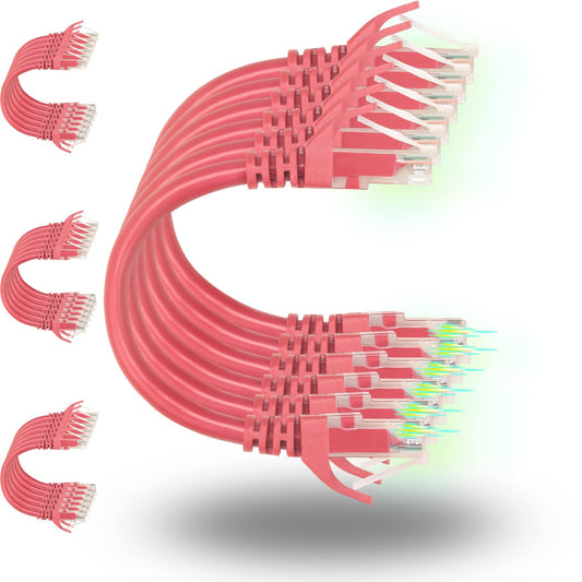 Rapink Patch Cables Cat6 0.5ft (24 Pack), Ethernet Patch Cable 10G, Cat 6 Patch Cable for Patch Panel to Switch, Flexiable Cat 6 Ethernet Cable with Gold Plated Blue