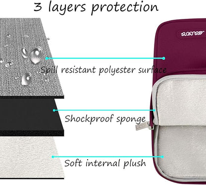 MOSISO Laptop Case 14 inch, 14 inch Laptop Sleeve Compatible with HP Lenovo Dell ASUS Acer, HP Stream, Dell Latitude, Lenovo IdeaPad, Polyester Vertical Computer Sleeve Bag with Pocket, Wine Red