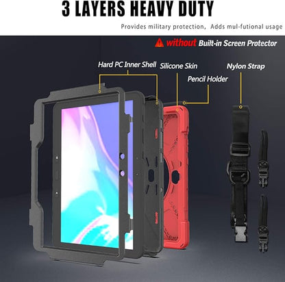 rantice Compatible with Samsung Galaxy TAB Active PRO 10.1 inch/Tab Active4 PRO Case, Heavy Duty Rugged Shockproof Drop Protection Case, Hand Strap&Shoulder Strap for SM-T540/T547/T630/T638 (Red)