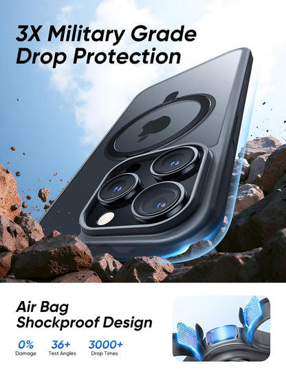 MAGIC JOHN 360° Rotatable Magnetic Invisible Stand for iPhone 14 Pro Case [Anti-Slip Grip] [Compatible with MagSafe] 16FT Shockproof for iPhone 14 Pro Case with Kickstand, Black