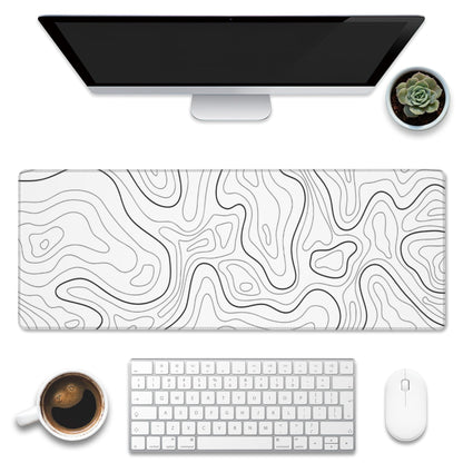 Eflxamz Desk Mat,White Topographic Contour Map Desk Pad,Topographic Contour Large Gaming Mouse Pad for Desk,Extended Big Computer Keyboard Mouse Pad with Non-Slip Base and Stitched Edge,31.5"x11.8"
